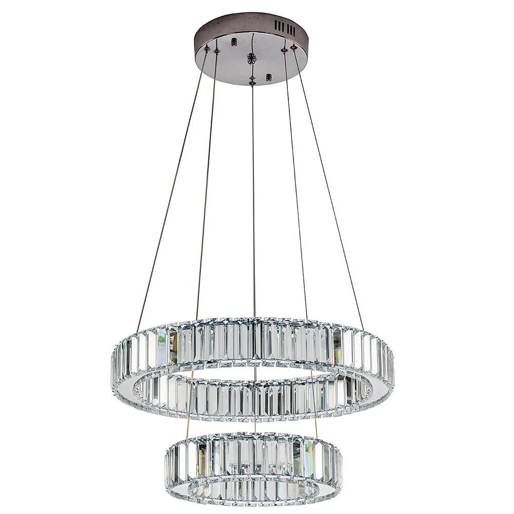 2 Ring Regular Shape Steel Crystal Led Chandelier