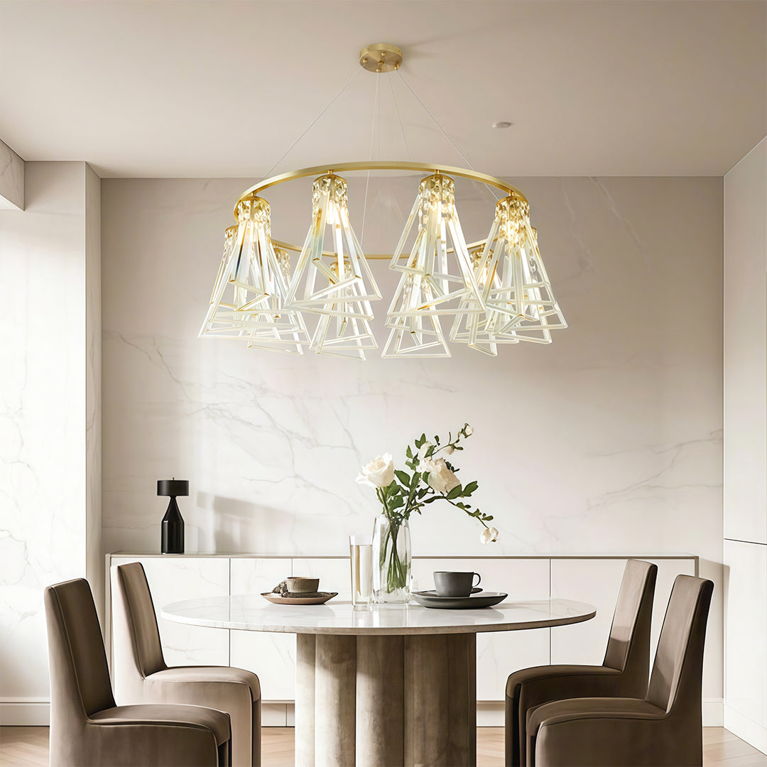 Aurelia Crystal Chandelier in Brass, Chrome, or Black