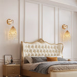 Luxury Crystal LED Wall Sconce, French Gold Minimalist Ambient Lighting for Bedroom & Living Room