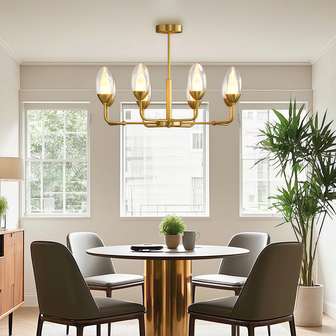 Luxury Copper Modern Chandelier with Clear Glass Shades