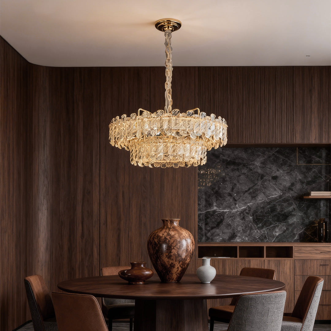 Lumina Crystal Chandelier in Champagne Gold with Adjustable LED Lighting