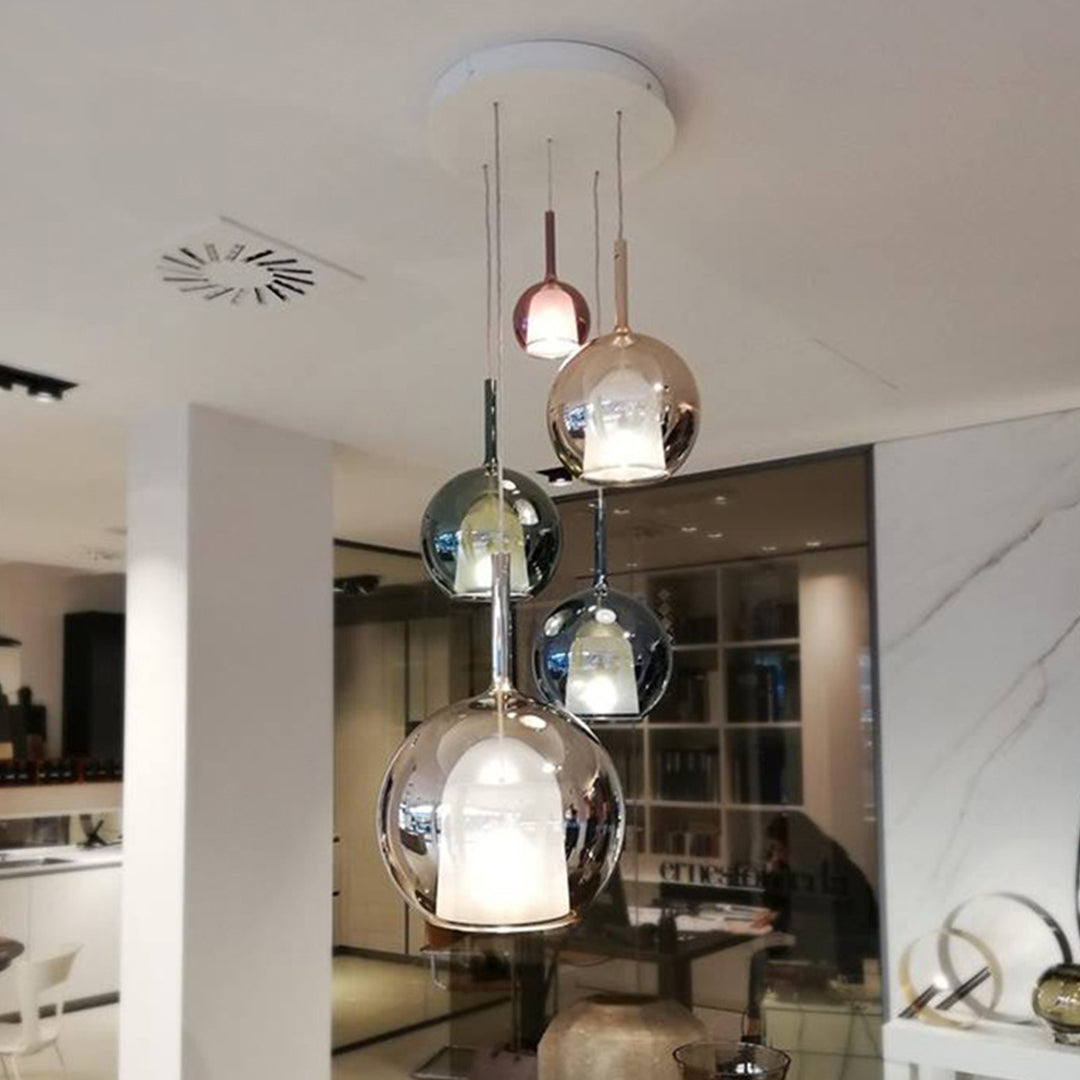 Nordic Hand-Blown Glass Ball Pendant Light for Dining Room & Living Room