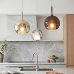 Nordic Hand-Blown Glass Ball Pendant Light for Dining Room & Living Room