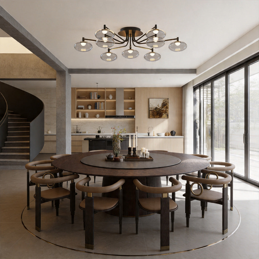 Lumina Glass Flush Mount Ceiling Light — Modern LED Fixture in Black