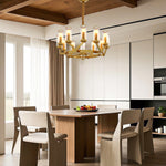 Lumière Cascade: Modern Copper Glass Drop Chandelier for Elegant Interiors