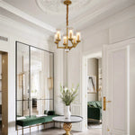 Lumière Cascade: Modern Copper Glass Drop Chandelier for Elegant Interiors