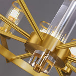 Lumière Cascade: Modern Copper Glass Drop Chandelier for Elegant Interiors