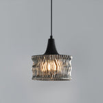 Italian Minimalist Glass Drum Pendant Light in Copper Black