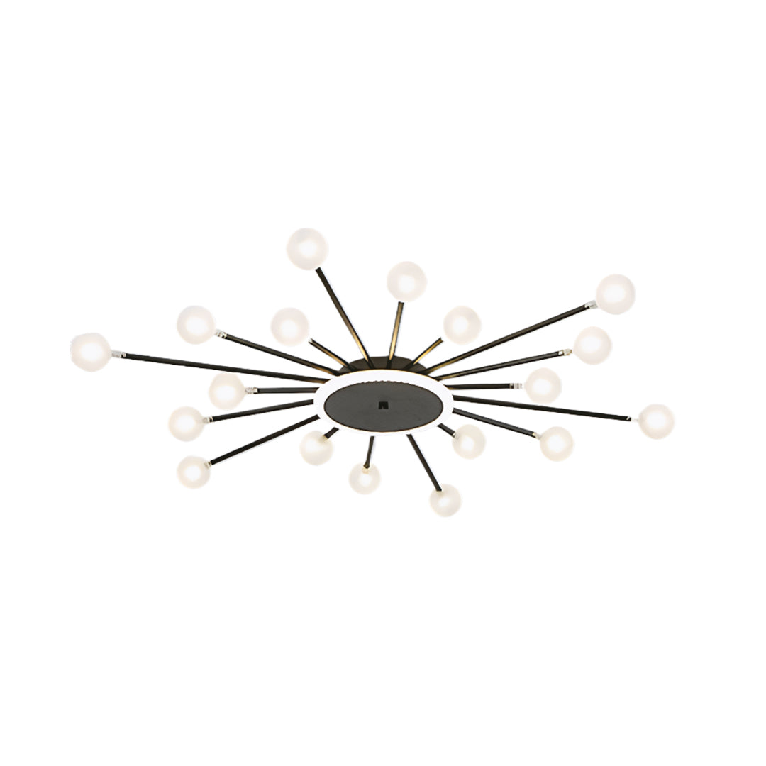 Lumière Flush Mount Ceiling Light in Glass and Iron, Modern Sputnik Design