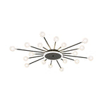 Lumière Flush Mount Ceiling Light in Glass and Iron, Modern Sputnik Design