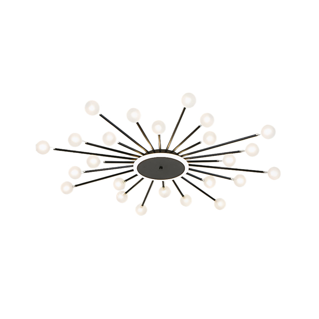 Lumière Flush Mount Ceiling Light in Glass and Iron, Modern Sputnik Design