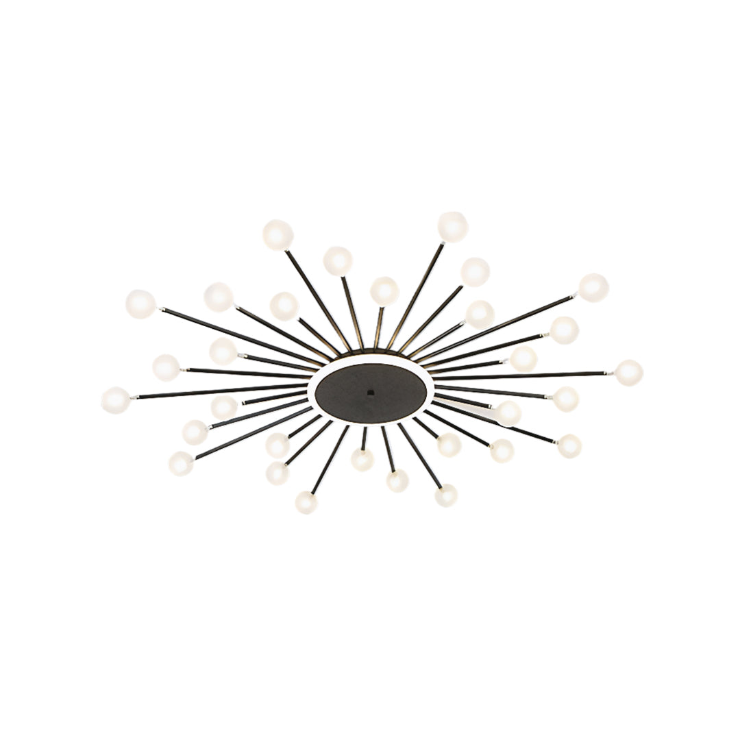 Lumière Flush Mount Ceiling Light in Glass and Iron, Modern Sputnik Design