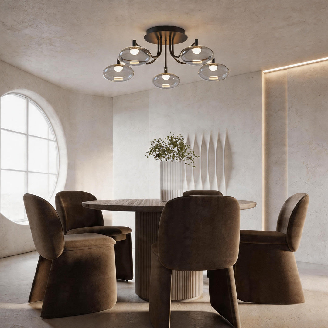 Lumina Glass Flush Mount Ceiling Light — Modern LED Fixture in Black