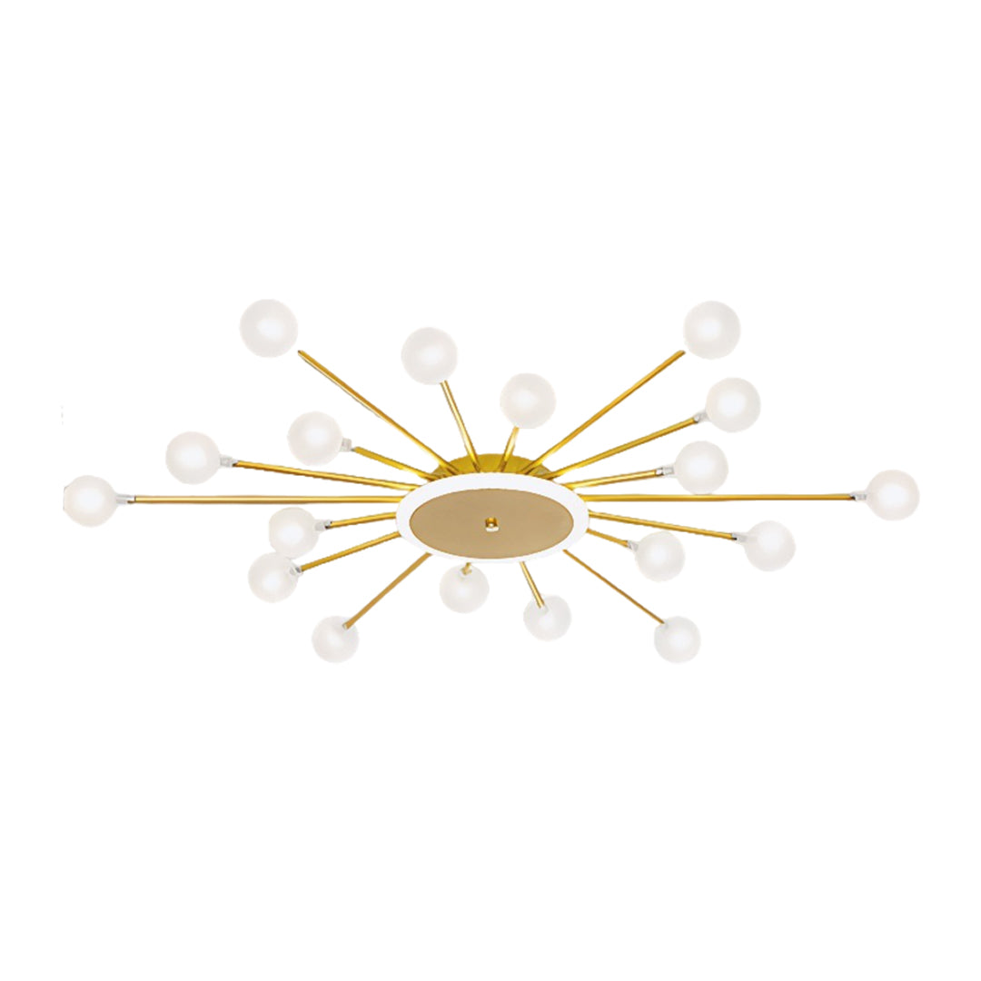 Lumière Flush Mount Ceiling Light in Glass and Iron, Modern Sputnik Design