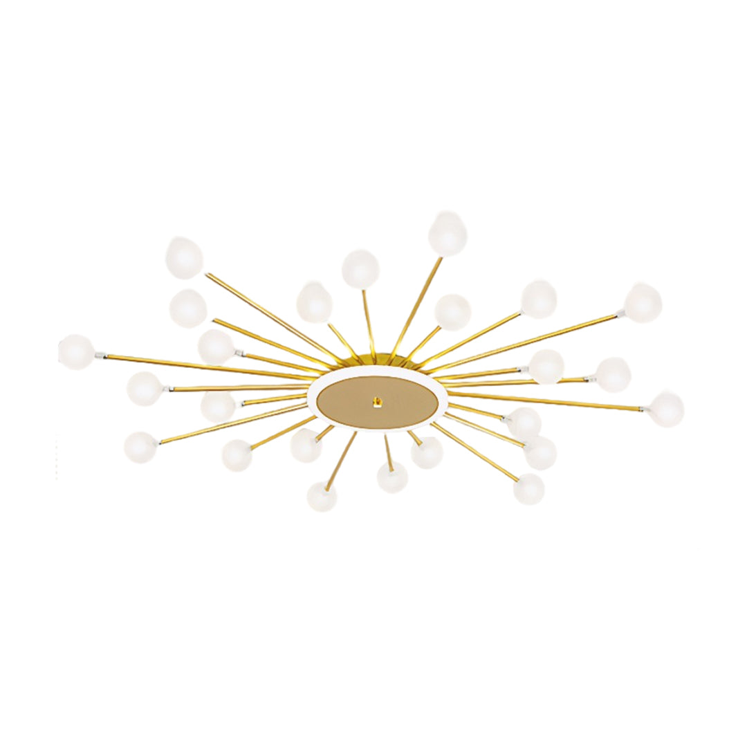 Lumière Flush Mount Ceiling Light in Glass and Iron, Modern Sputnik Design