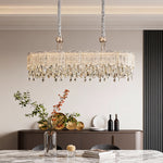 French Crystal Glass Fringe Chandelier | Luxury LED Ceiling Light