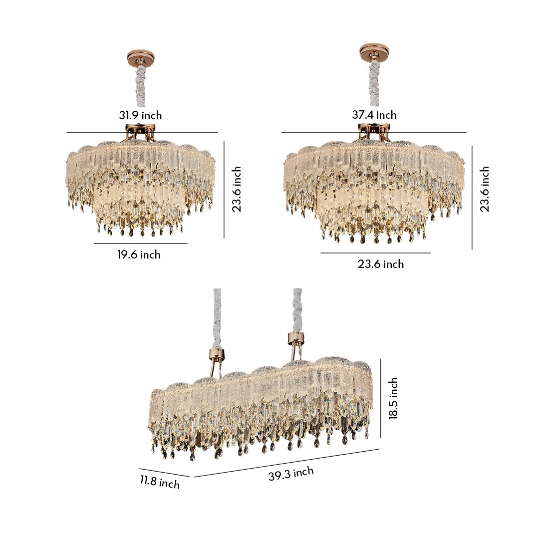 French Crystal Glass Fringe Chandelier | Luxury LED Ceiling Light