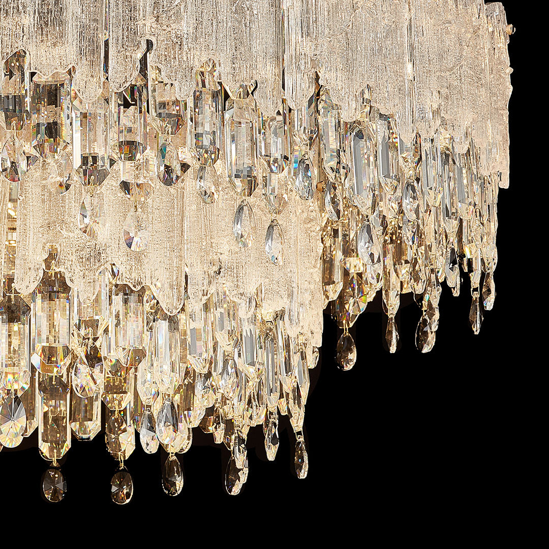 French Crystal Glass Fringe Chandelier | Luxury LED Ceiling Light