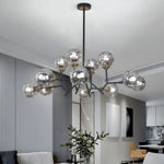 Aurelia Twelve-Light Glass Globe Chandelier in Black Iron