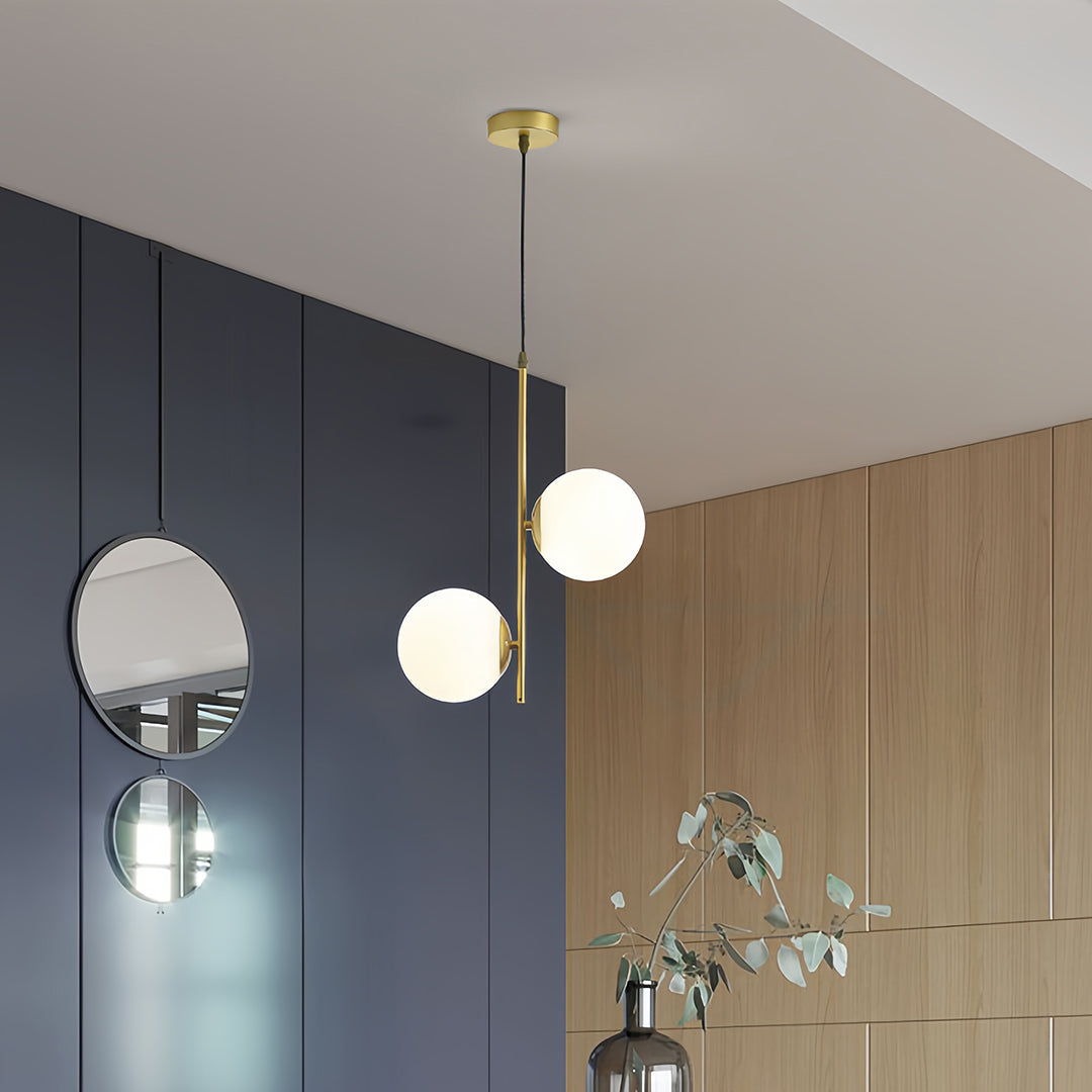 Modern Double Globe Glass Pendant Light with Adjustable Cord