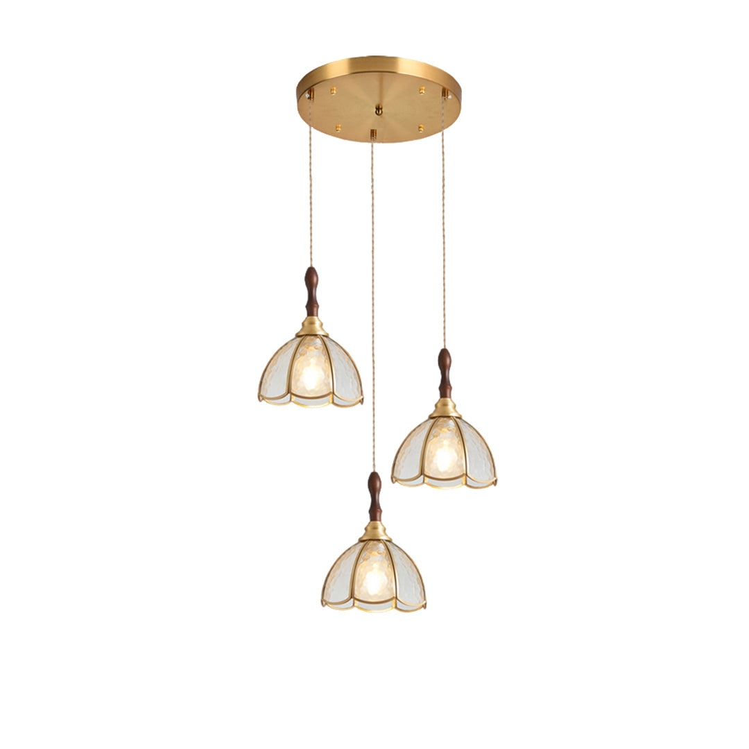 Ripple Glass Pendant Light in Copper Finish with Adjustable Hanging