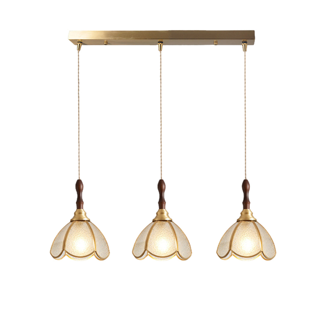 Ripple Glass Pendant Light in Copper Finish with Adjustable Hanging