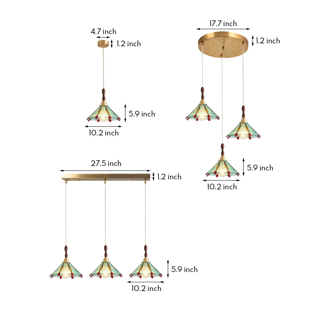 Ripple Glass Pendant Light in Copper Finish with Adjustable Hanging