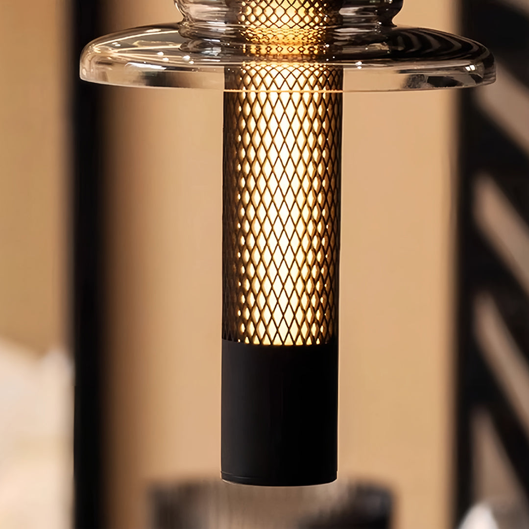 Minimalist Glass Pendant Light with Black Metal Frame