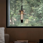 Minimalist Glass Pendant Light with Black Metal Frame