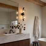 Modern Glass Wall Sconce with Black Iron Frame, Smoke Gray Shade, Dimmable LED