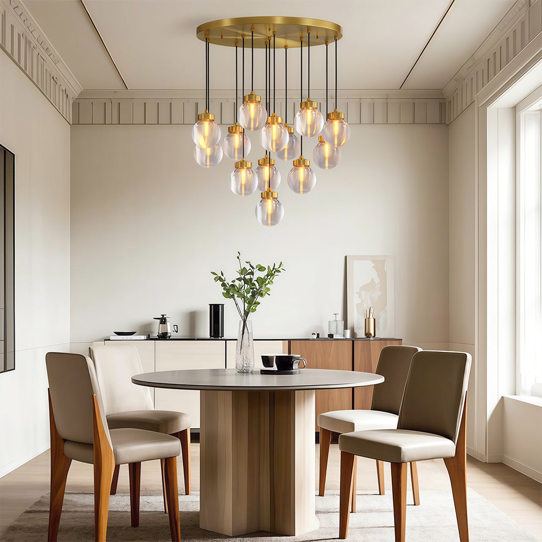 Luxury Copper Chandelier with Clear Glass Shades for Modern Interiors