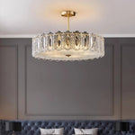 French Copper Semi Flush Mount Ceiling Light with Clear Glass Shade