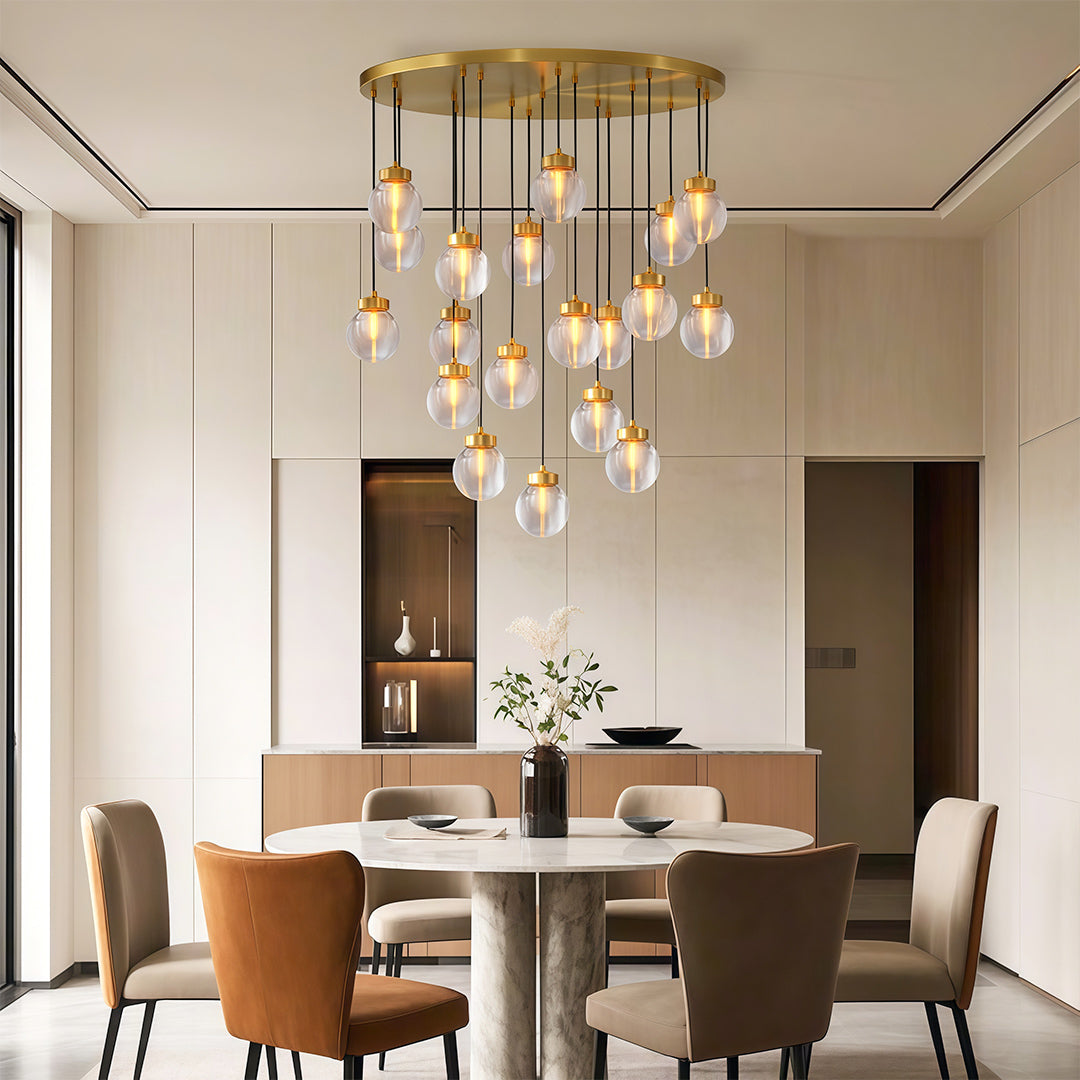 Luxury Copper Chandelier with Clear Glass Shades for Modern Interiors