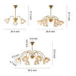 French Style Glass Petal Chandelier in Brass for Elegant Interiors