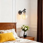 Luxury Minimalist Glass Wall Sconce with Copper Frame, Modern Decorative Lighting for Bedroom, Hallway, Living Room