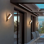 Modern Outdoor Wall Lantern with Black Aluminum Frame and Warm LED Light
