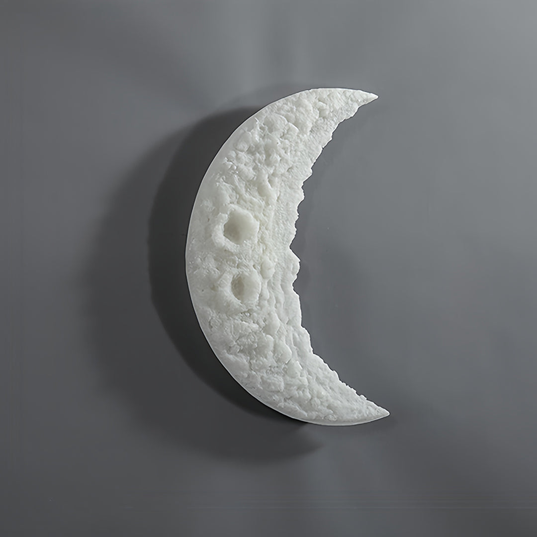 Modern Minimalist Crescent Moon LED Wall Sconce in White Resin