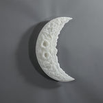 Modern Minimalist Crescent Moon LED Wall Sconce in White Resin