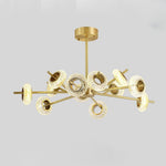 Modern Brass Led Chandelier With Ring Crystal Shades