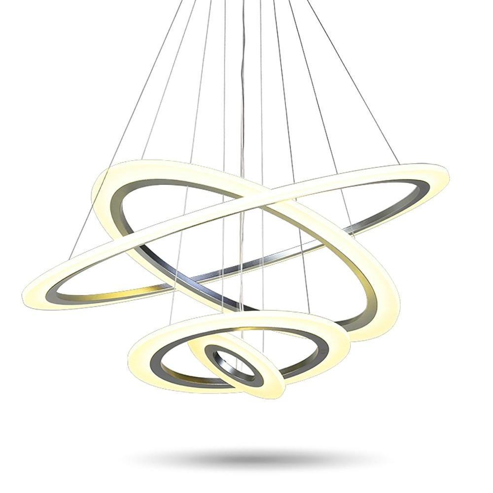 Modern 4-Ring LED Chandelier with Adjustable Hanging