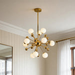 Aurelia 12-Light Gold Sputnik Chandelier in Glass and Iron for Modern Interiors