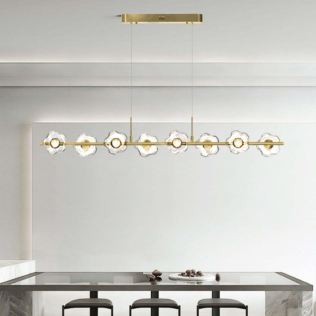 Linear LED Pendant Light in Black or Gold, Modern Nordic Chandelier for Dining and Living Spaces