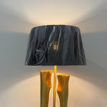 Sculptural Gold & Black Table Lamp with Elegant Drum Shade