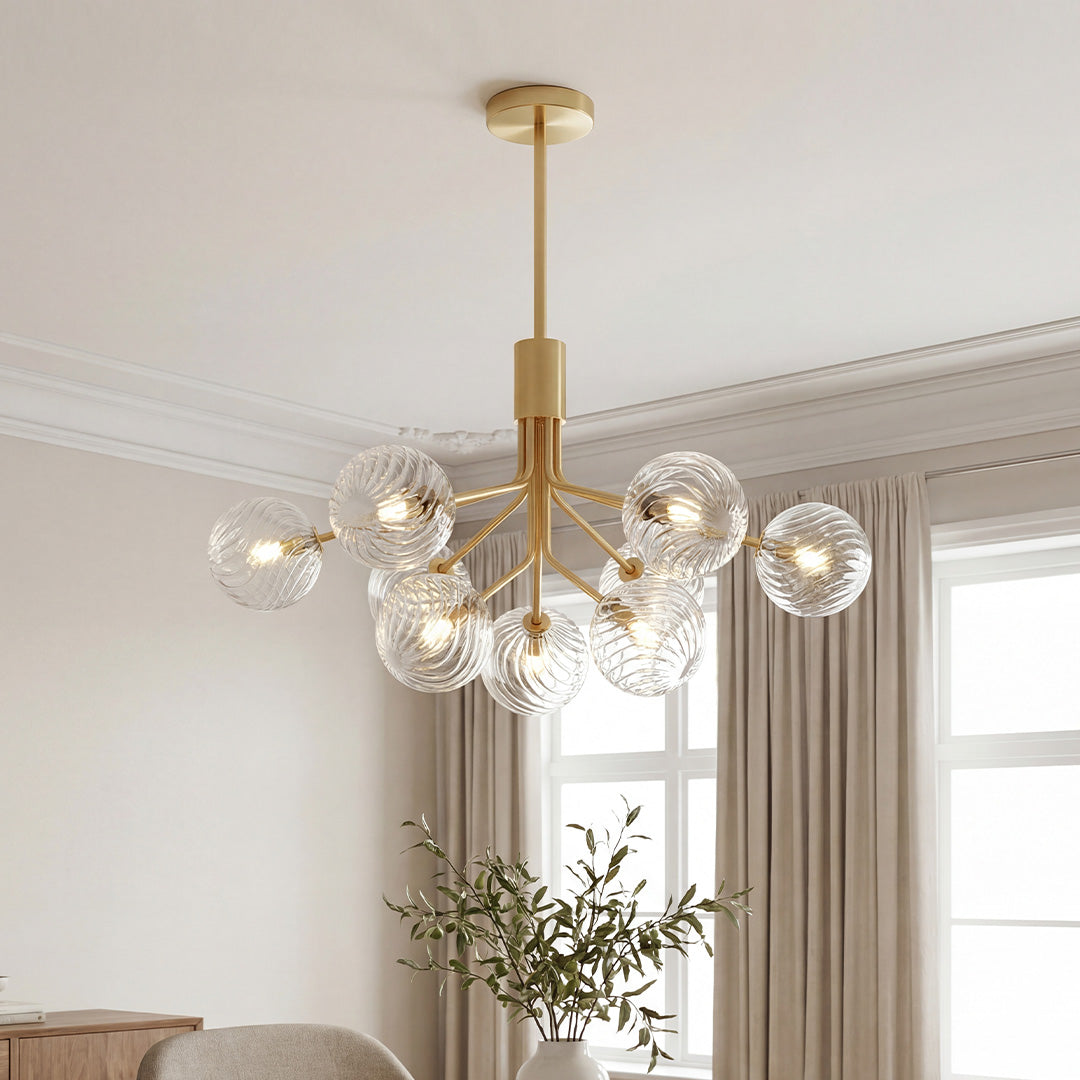 Solid Copper Glass Ball Chandelier | Modern Luxury Pendant Light