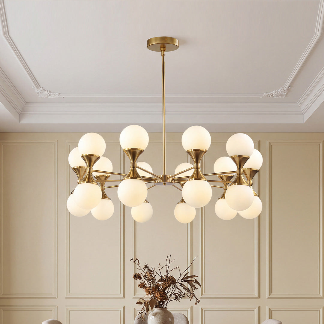Nordic Bubble Glass Chandelier in Polished Copper with Clear Glass Shades