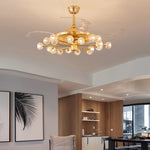 Nordic Crystal Ceiling Fan with 12 Lights and Retractable Blades