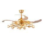 Nordic Crystal Ceiling Fan with 12 Lights and Retractable Blades