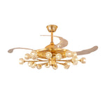 Nordic Crystal Ceiling Fan with 12 Lights and Retractable Blades