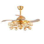 Nordic Crystal Ceiling Fan with 12 Lights and Retractable Blades