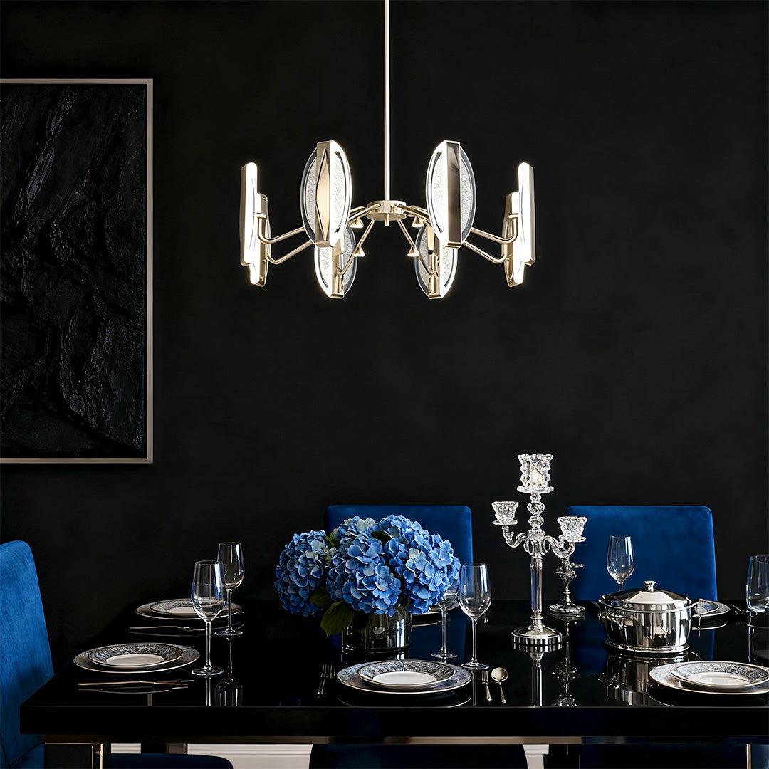 Aurelia Gold Minimalist LED Chandelier with Acrylic Shades